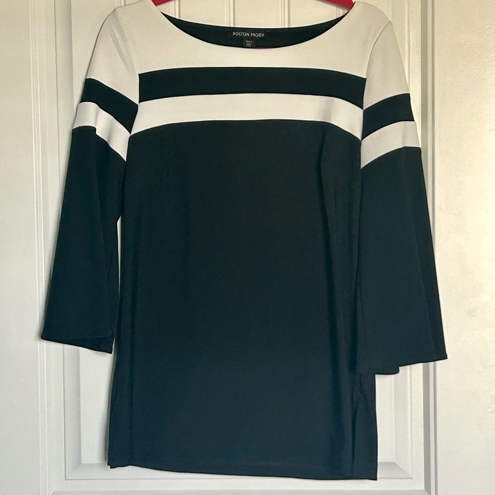 Boston Proper Black and White Colorblock Tunic Travel Collection